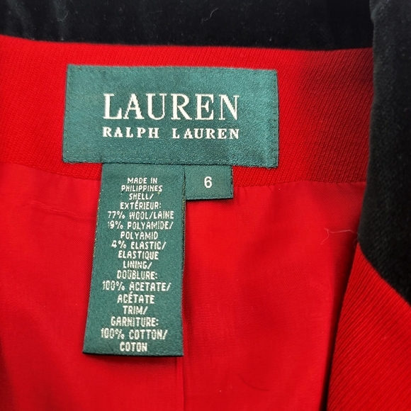 Vintage Lauren Ralph Lauren Red Wool Cropped Equestrian Blazer size 6 - Picture 2 of 9